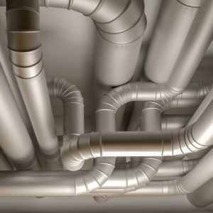 Pipes of HVAC system. 3D Illustration.