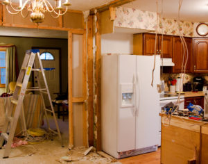 Kitchen Remodel Wall Down Ladder in Living Room